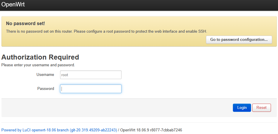 OpenWRT 登入介面