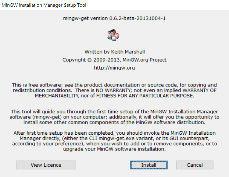 MinGW 安裝介面